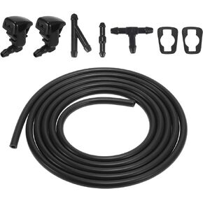 Motoforti Front Windshield Washer Nozzles Kit, Windshield Washer Hose, for Ford Edge 2007-2011, with 3pcs Connectors, Plastic, Rubber, 8S4Z17603AA, Black