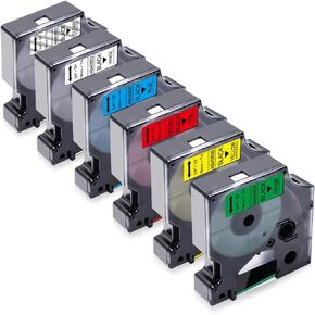 Absonic 6-Pack Compatible Label Tape for D1 Label Tape 3/4" 45800 45803 45806 45807 45808 45809 19mm Label Maker Refills for LabelManager 420P 450D 360D 350 LabelPoint 350 450 Duo