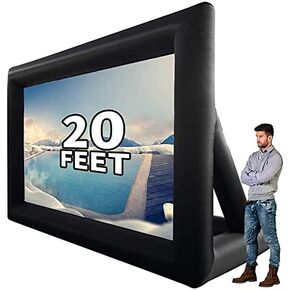 20 Feet Inflatable Projector Movie Screen for Outdoor, Portable Blow Up Projection Screen with Air Blower, Front/Rear Projection for Backyard Pool Party Movie Nights (20ft)