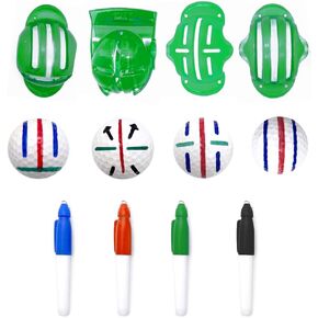 8 Pack Golf Ball Line Marker Tool,Golf Ball Alignment and Identification Tool,4 Golf Ball Liner and 4 Color Markers