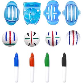 8 Pack Golf Ball Line Marker Tool,Golf Ball Alignment and Identification Tool,4 Golf Ball Liner and 4 Color Markers