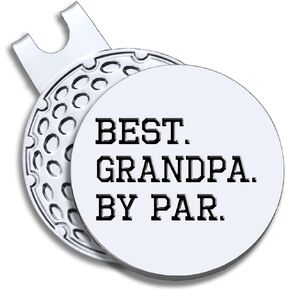 Best Grandpa by Par Golf Ball Marker with Magnetic Hat Clip, Funny Golf Gift for Men