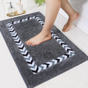 COSY HOMEER Extra Thick Bath Rugs for Bathroom - Anti-Slip Bath Mats Soft Plush Yarn Shaggy 100% Strong Polyester Mat Living Room Bedroom Mat Floor Water Absorbent Square (White,24x36 - Inches)