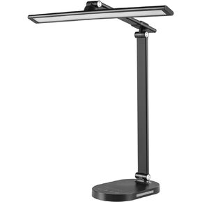 LED Desk Lamp, Dimmable Table Lamp Reading Lamp with USB Charging Port,5 Lighting Modes, Sensitive Control, 60 Minutes Auto-Off Timer, Eye-Caring Office Lamp(White)