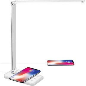 مصباح مكتب LED مصباح طاولة قابل للتعتيم للقراءة مع منفذ شحن USB، 5 أوضاع إضاءة، تحكم حساس، مؤقت إيقاف تلقائي 30/60 دقيقة، مصباح مكتب للعناية بالعين (فضي، أبيض) in Kuwait