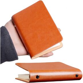 2-Pack 6 Ring Binder Cover, Leather A7 Binder Notebook Cover Refillable Loose Leaf Round Ring Personal Journal with Insert 50 Sheets Paper ，Mini Pocket Notepad