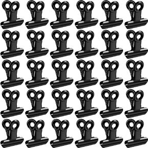 100 Pieces Metal Clips Hinge Clips for Paper Organizers, Photo Wall Decoration, Home and Office Decoration, 0.87 Inch, Black Gold (Black)