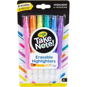 Crayola Take Note Erasable Highlighters, Cool School Supplies, Chisel Tip Markers, 6 Count, Pack of 2