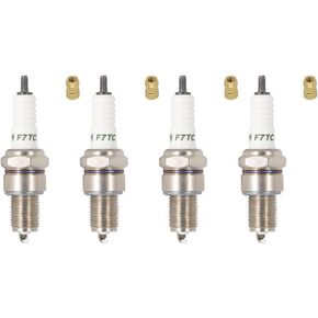 4 PK TORCH F7TC Spark Plug Replace for NGK BP7ES Spark Plug, for BOSCH W5DC Spark Plug, for CHAMPION N9YC N7YC N79Y Spark Plug, for DENSO W22EP-U Spark Plug, OEM