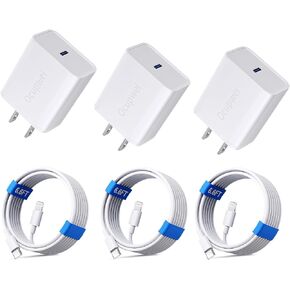 for iPhone 14 13 12 11 Charger Fast Charging [MFi Certified], 3-Pack 20W PD USB C Wall Charger Block with 6.6ft USB C to Lightning Cable Compatible with iPhone 14 Pro Max/Pro/Plus/Mini/iPad & More