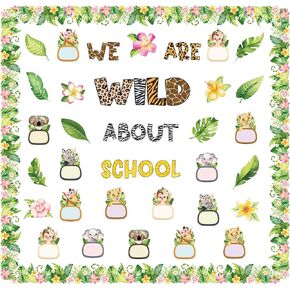 Harloon 81 Pcs Boho Animal Bulletin Boards Summer Classroom Decorations Set Jungle Animals Safari Cutouts Wild About School Welcome Bulletin Board For Teachers Preschool Kindergarten Elementary School
