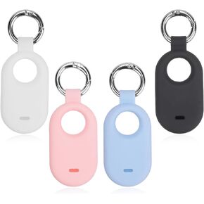 4pcs Protective Case for Galaxy Smart Tag 2, Tracking Device Protective Silicone Skin Cover with Key Ring for Smart Tag 2 GPS Item Finders Accessories for Keys Wallet Luggage Kids Pets