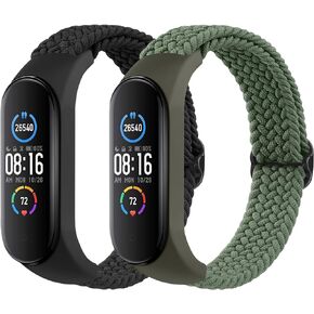 2 Pack Nylon Bands for Xiaomi Mi Band 7/6/5/4/3, Soft Braided Nylon Solo Sport Replacement Straps in Kuwait