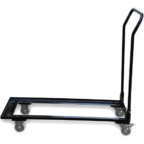 TentandTable Black Folding Chair Cart Rolling Push Dolly, Commercial Grade Steel Frame, Storage Capacity 50 Chairs