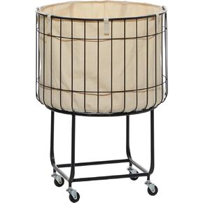 Deco 79 Metal Round Storage Cart with Wheels, 19" x 19" x 26", Black