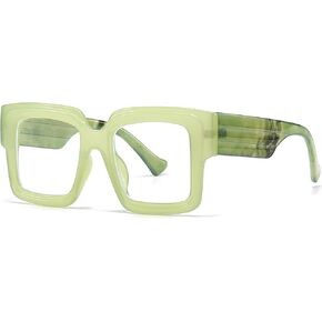 Oversized Square Glasses for Women Men Fashion Blue Light Blocking Glasses Big Frame Computer Eyeglasses (Light green)