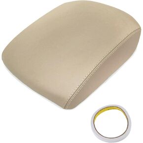 AUTOKAY Leather Armrest Center Console Lid Cover Fits for Honda Pilot 2009-2015 - Beige Tan