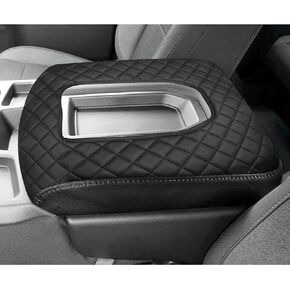 SENSHINE Armrest Cover for Chevy Silverado GMC Sierra Accessories 2019-2023 2024 Interior Accessories Center Console Cover Anti-Scratch Leather Armrest Decoration (Black Stitches)