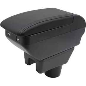 YJYWZH for Mitsubishi Mirage Attrage 2014-2024 Armrest Box Center Storage Box Hand Centre Consoles with 4 USB Port Cup Holder Arm Rest Double-Layer Black (4 USB Black with Black Thread)