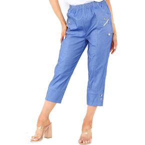 YAHOMI®️ Ladies Cherry Berry Cropped 3/4 Length Womens Capri Trousers Stretch Fit Elasticated Waist Plus Sizes US 6 to 20