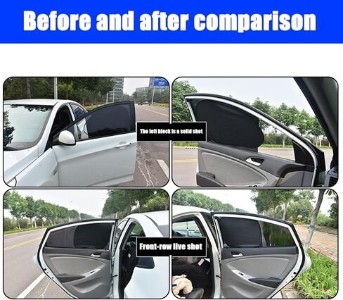 6 PCS Car Windshield Sun Shade, 2 Front Rear Sun Visor, 4 Side Window Sunshade Foldable UV Protector Set, Universal for Auto SUVs Sun Heat Block Hood (Silver) in Kuwait
