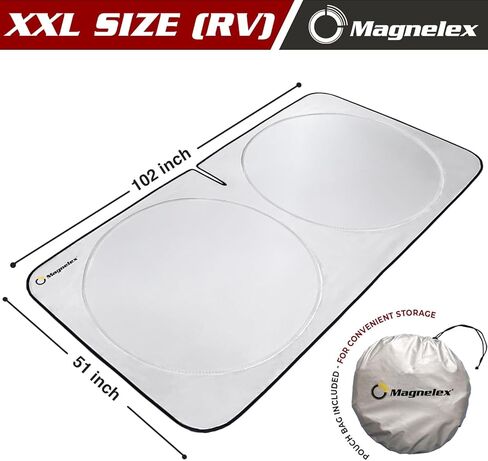 Magnelex RV Windshield Sunshade | Foldable Sun Shield for Sun Heat and UV Protection. Reflective RV Windshield Cover Keeps Your RV Motorhome Cool. Sun Shades for RVs, Motorhomes, Buses in Kuwait