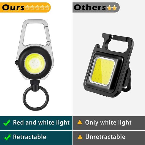 LED Retractable Keychain Light, 4 Light Modes, Type-C Charging, Tactical ID Badge Holder Reel with Rope and Key Ring, with 32" Steel Retractable Cord in Saudi Arabia