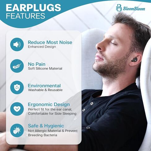 Ear Plugs for Noise Reduction-Ear Plugs for Sleeping Noise Cancelling,Reusable Hearing Protection Silicone Super Soft,28dB Noise Cancelling. in Saudi Arabia