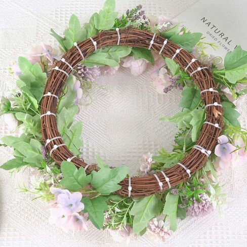Spring Wreath Silk Peony Wreath with Green Leaves, Artificial Hydrangea and Peony Flower Wreath for Front Door, Welcome Front Door Wreath for Wedding Wall Home Decor(Blue) in Saudi Arabia