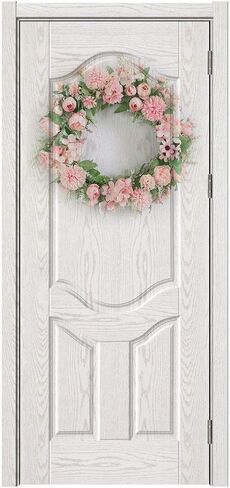 Spring Wreath Silk Peony Wreath with Green Leaves, Artificial Hydrangea and Peony Flower Wreath for Front Door, Welcome Front Door Wreath for Wedding Wall Home Decor(Blue) in Saudi Arabia