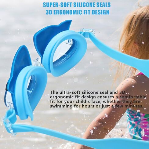 عبوتان من نظارات السباحة للأطفال، نظارات سباحة مضادة للضباب مع سدادات أذن للسباحة، نظارات سباحة مانعة للتسرب للأطفال/الأطفال الصغار/الأولاد/البنات/الشباب in Kuwait