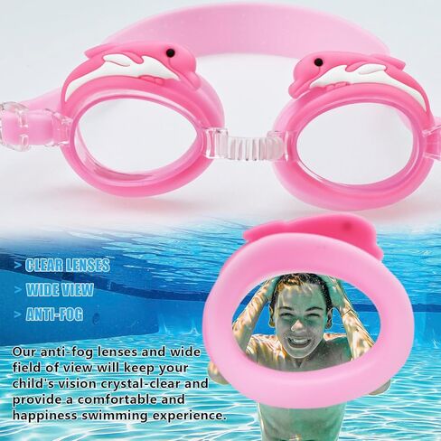 عبوتان من نظارات السباحة للأطفال، نظارات سباحة مضادة للضباب مع سدادات أذن للسباحة، نظارات سباحة مانعة للتسرب للأطفال/الأطفال الصغار/الأولاد/البنات/الشباب in Kuwait