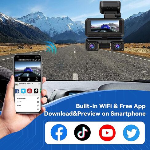 كاميرا داش كام أمامية وخلفية داخلية 4 قنوات 360 درجة، كاميرا داش بدقة 4K/2K/1080P عالية الدقة للسيارات، بطاقة مجانية 128 جيجابايت، كاميرا سيارة مدمجة واي فاي GPS، شاشة IPS 3.18 بوصة، رؤية ليلية، WDR، وضع انتظار 24 ساعة ( د4) in Kuwait