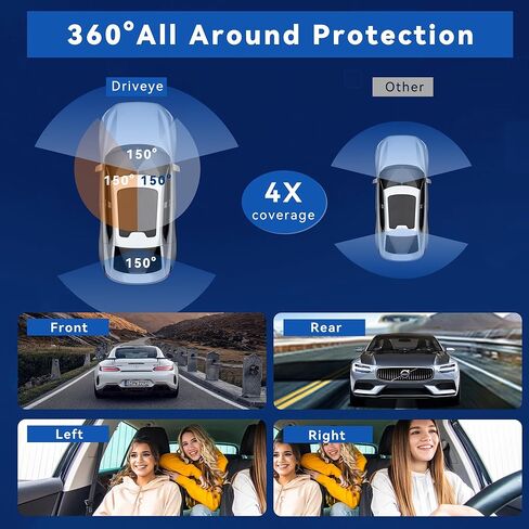 كاميرا داش كام أمامية وخلفية داخلية 4 قنوات 360 درجة، كاميرا داش بدقة 4K/2K/1080P عالية الدقة للسيارات، بطاقة مجانية 128 جيجابايت، كاميرا سيارة مدمجة واي فاي GPS، شاشة IPS 3.18 بوصة، رؤية ليلية، WDR، وضع انتظار 24 ساعة ( د4) in Kuwait