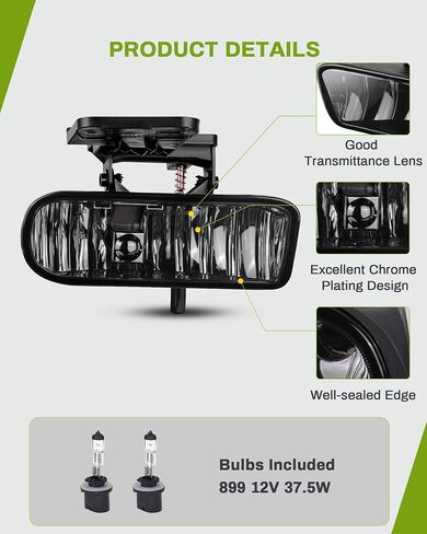 مصابيح الضباب AUTOSAVER88 متوافقة مع 1999 2000 2001 2002 GMC Sierra 2000 2001 2002 2003 2004 2005 2006 GMC Yukon Pickup Truck مصابيح الضباب، مع 12 فولت 37.5 وات 899 لمبات، عدسات دخان in Saudi Arabia