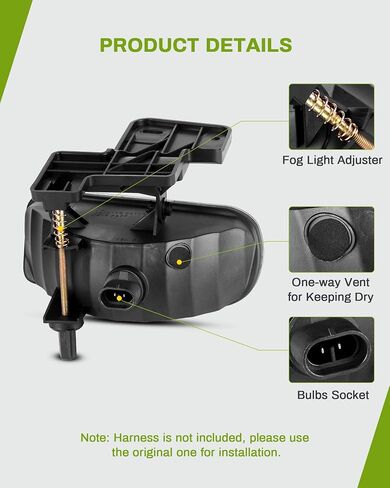 مصابيح الضباب AUTOSAVER88 متوافقة مع 1999 2000 2001 2002 GMC Sierra 2000 2001 2002 2003 2004 2005 2006 GMC Yukon Pickup Truck مصابيح الضباب، مع 12 فولت 37.5 وات 899 لمبات، عدسات دخان in Saudi Arabia