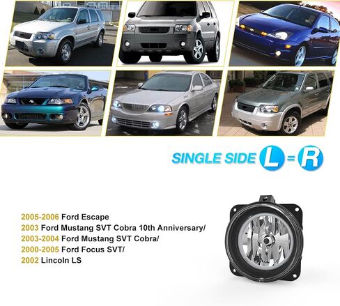 AUTOWIKI Fog Lights For 05-06 Ford Escape/ 03-04 Ford Mustang Cobra (SVT Model Only)/ 02-04 Ford Focus SVT/ 2002 Lincoln LS Fog Light Assembly 2PCS OEM Replacement Fog Lamps in Saudi Arabia