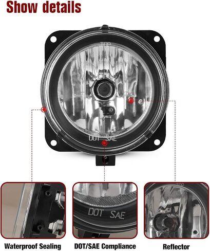 AUTOWIKI Fog Lights For 05-06 Ford Escape/ 03-04 Ford Mustang Cobra (SVT Model Only)/ 02-04 Ford Focus SVT/ 2002 Lincoln LS Fog Light Assembly 2PCS OEM Replacement Fog Lamps in Saudi Arabia