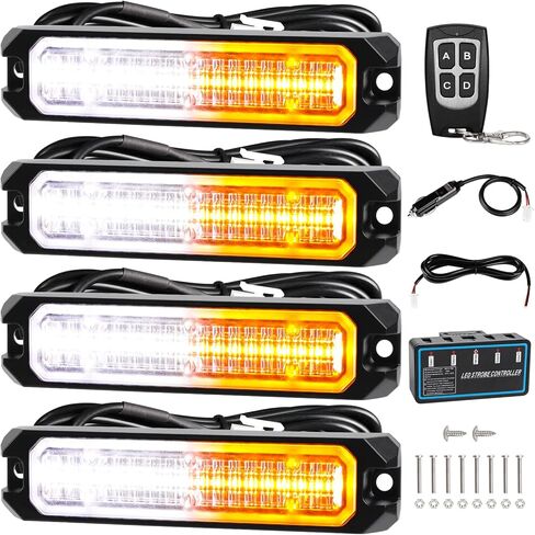 LINKITOM 4 قطع فائقة النحافة تتميز بمزامنة سطحية 18-LED منارة الطوارئ للتحذير من مخاطر الأضواء الوامضة مع صندوق التحكم وجهاز التحكم عن بعد لشبكة سيارة الشاحنة in Kuwait