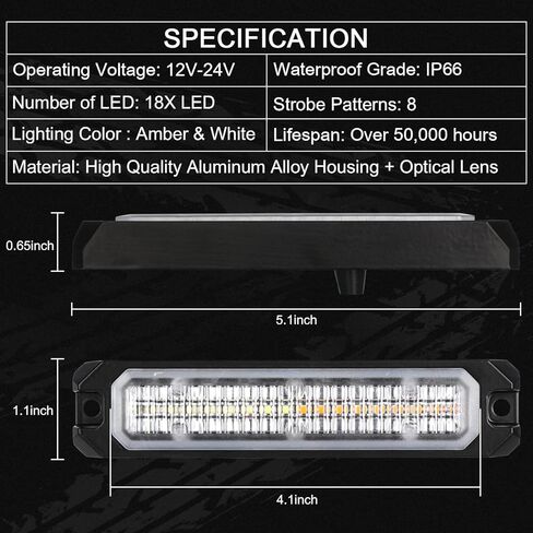 LINKITOM 4 قطع فائقة النحافة تتميز بمزامنة سطحية 18-LED منارة الطوارئ للتحذير من مخاطر الأضواء الوامضة مع صندوق التحكم وجهاز التحكم عن بعد لشبكة سيارة الشاحنة in Kuwait