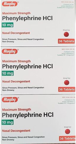PE عام لأقراص Sudafed PE مزيلة لاحتقان الأنف فينيليفرين حمض الهيدروكلوريك 10 ملغ، 108 عدد 3 عبوات مكونة من 36 عددًا in Saudi Arabia