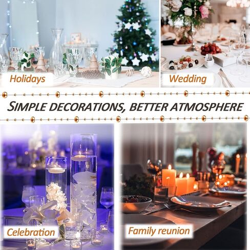 50Pcs Floating-Effect Silver Pearl Strings for Floating Candles, 13.5in Faux Pearls for Vase Filler, Centerpiece Table Decorations for Wedding, Party, Event (Silver) in Kuwait
