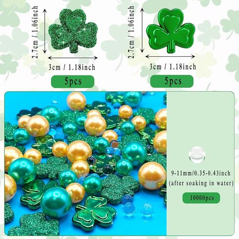 10110Pcs St. Patrick's Day Vase Filler Decorations Acrylic Shamrocks Ornament Floating Pearls Vase Decor Filler Table Centerpieces Home Decor in Kuwait