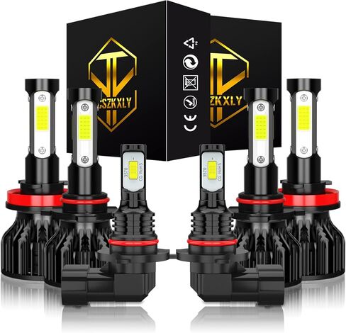 متوافق مع 2009 2010 2011 2012 DODGE RAM 1500 2500 3500 LED المصابيح الأمامية، 9005 H11 المصابيح الأمامية عالية منخفضة الشعاع 9145/9006 مصابيح الضباب، التوصيل والتشغيل، 6 عبوات استبدال الهالوجين in Kuwait