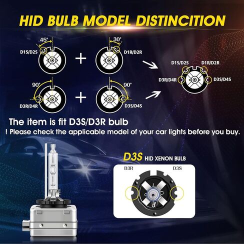 مصابيح أمامية TECTICO D2S Xenon HID، مصابيح أمامية بيضاء عالية/منخفضة الشعاع بقدرة 35 وات 8000 كلفن، مصابيح بديلة للسيارات، عبوة من قطعتين in Kuwait