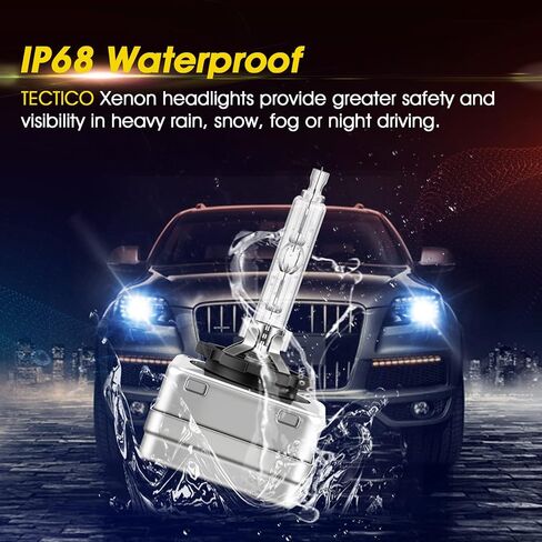 مصابيح أمامية TECTICO D2S Xenon HID، مصابيح أمامية بيضاء عالية/منخفضة الشعاع بقدرة 35 وات 8000 كلفن، مصابيح بديلة للسيارات، عبوة من قطعتين in Kuwait