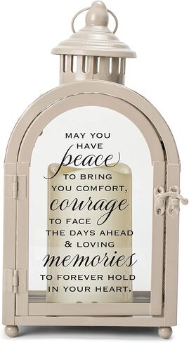 Elanze Designs السلام يجلب الراحة والشجاعة مقاس 11 × 5.5 فانوس شموع معدني وزجاجي in Kuwait