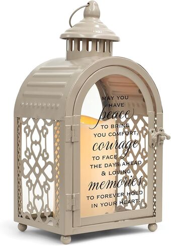 Elanze Designs السلام يجلب الراحة والشجاعة مقاس 11 × 5.5 فانوس شموع معدني وزجاجي in Kuwait