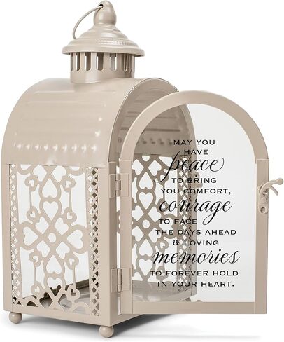 Elanze Designs السلام يجلب الراحة والشجاعة مقاس 11 × 5.5 فانوس شموع معدني وزجاجي in Kuwait