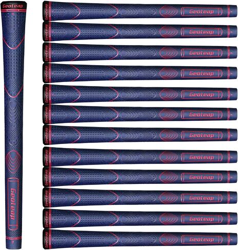 Geoleap Glory-T Rubber Golf Grips Set of 13-Thumb Pattern, Soft Feel, Anti-Slip, Standard/Midsize,6 Colors Optional, Comfortable Hybrid Golf Club Grips in Saudi Arabia